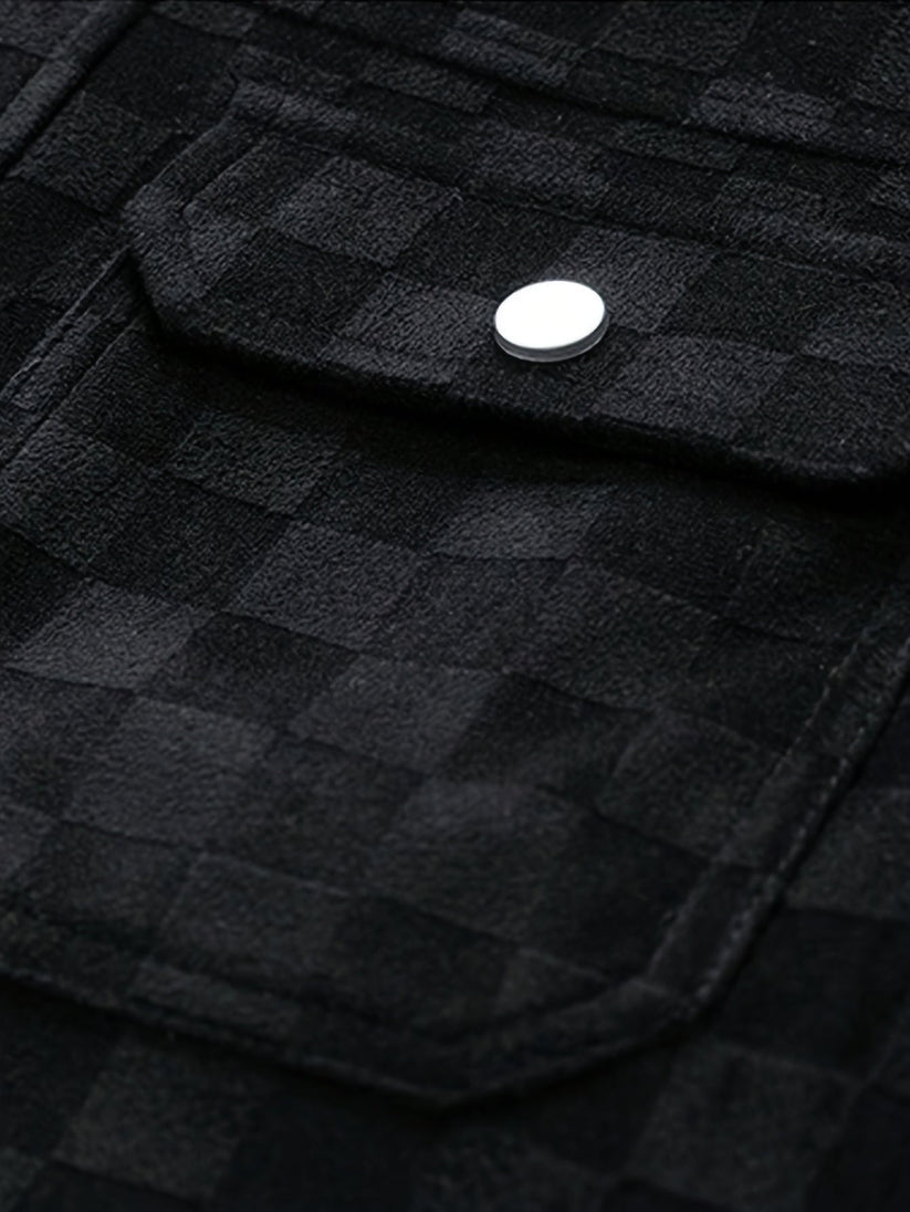 Checked suede jacket