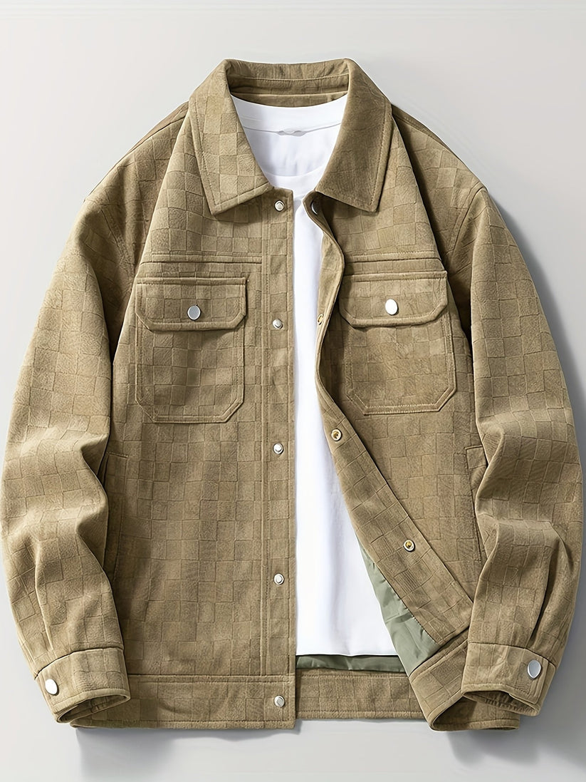 Checked suede jacket