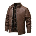 Vintage leather jacket with fleece lining