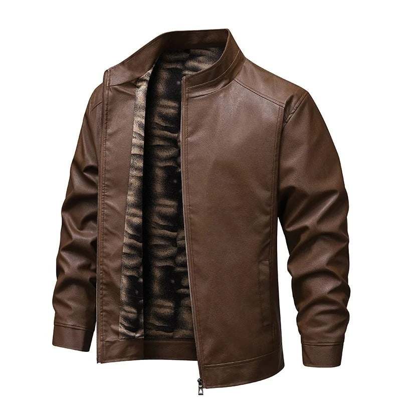 Vintage leather jacket with fleece lining