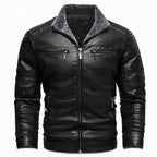Retro leather jacket with fleece lining