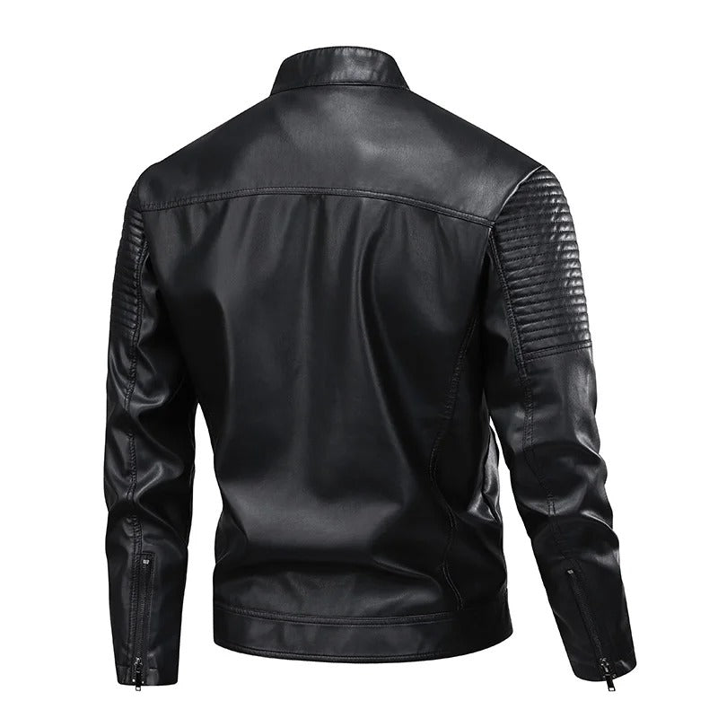 Multi-pocket leather jacket