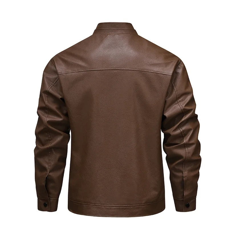 Vintage leather jacket with fleece lining