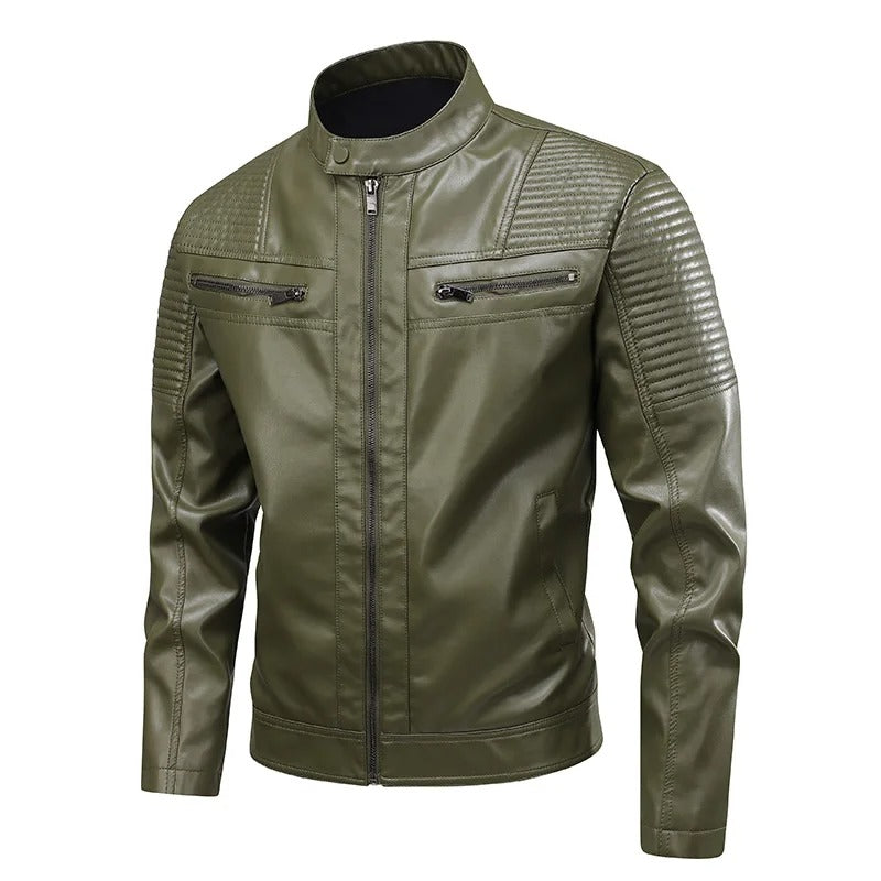 Multi-pocket leather jacket