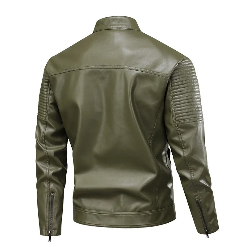 Multi-pocket leather jacket
