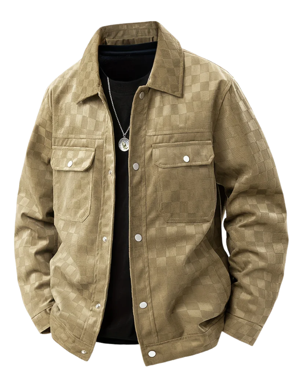 Checked suede jacket