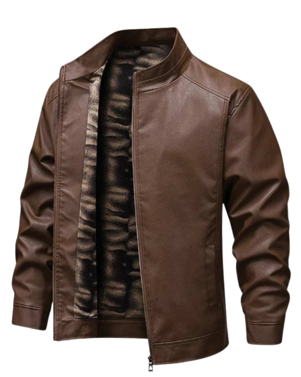 Vintage leather jacket with fleece lining