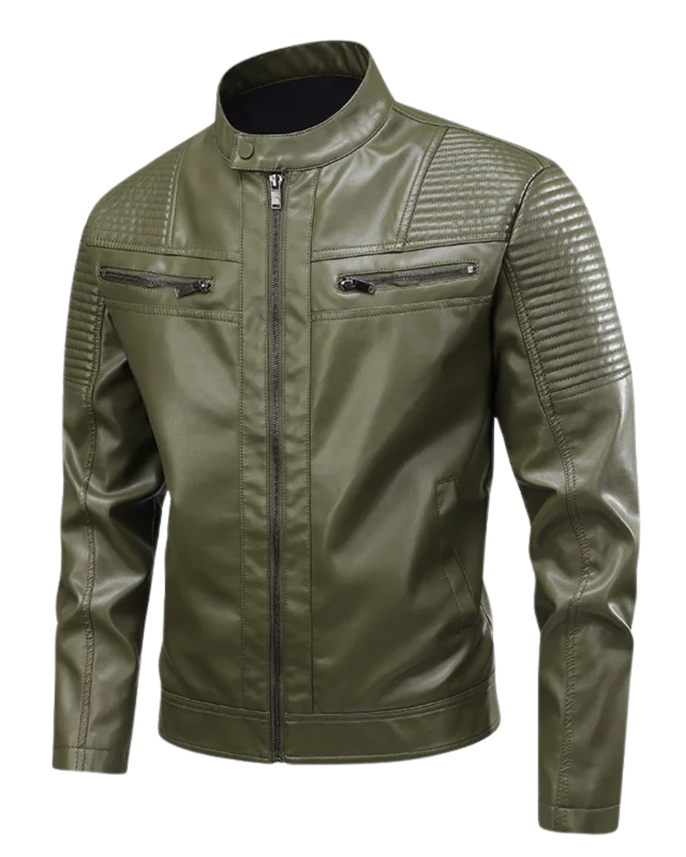 Multi-pocket leather jacket